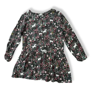 Kleid Schwarz mit Einhörnern Gr.7-8 | Sfera