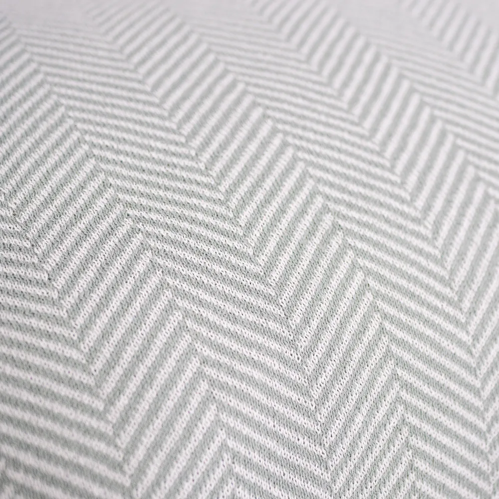 Kleiner Fußhocker - Gestrickte Fischgrätenmuster Taubenblau