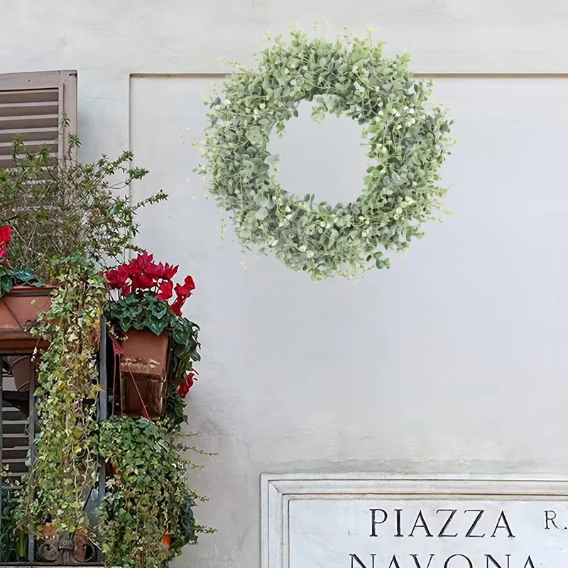 Künstlicher Eukalyptus-Blumenkranz aus Kunststoff für Frühling