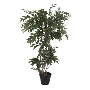 Künstlicher Ficus-Benjamini-Baum mit natürlichem Spiralstamm. 130 cm. Pflegefrei.