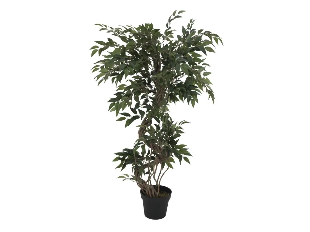 Künstlicher Ficus-Benjamini-Baum mit natürlichem Spiralstamm. 130 cm. Pflegefrei.