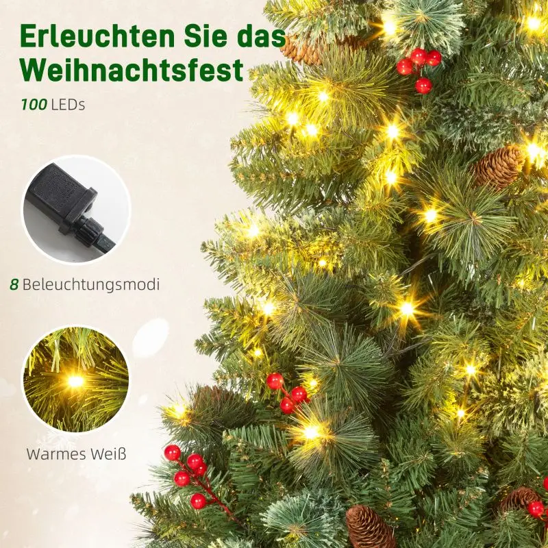 Künstlicher Weihnachtsbaum mit 100 LEDs & 8 Modi – Wohnzimmer & Party Deko