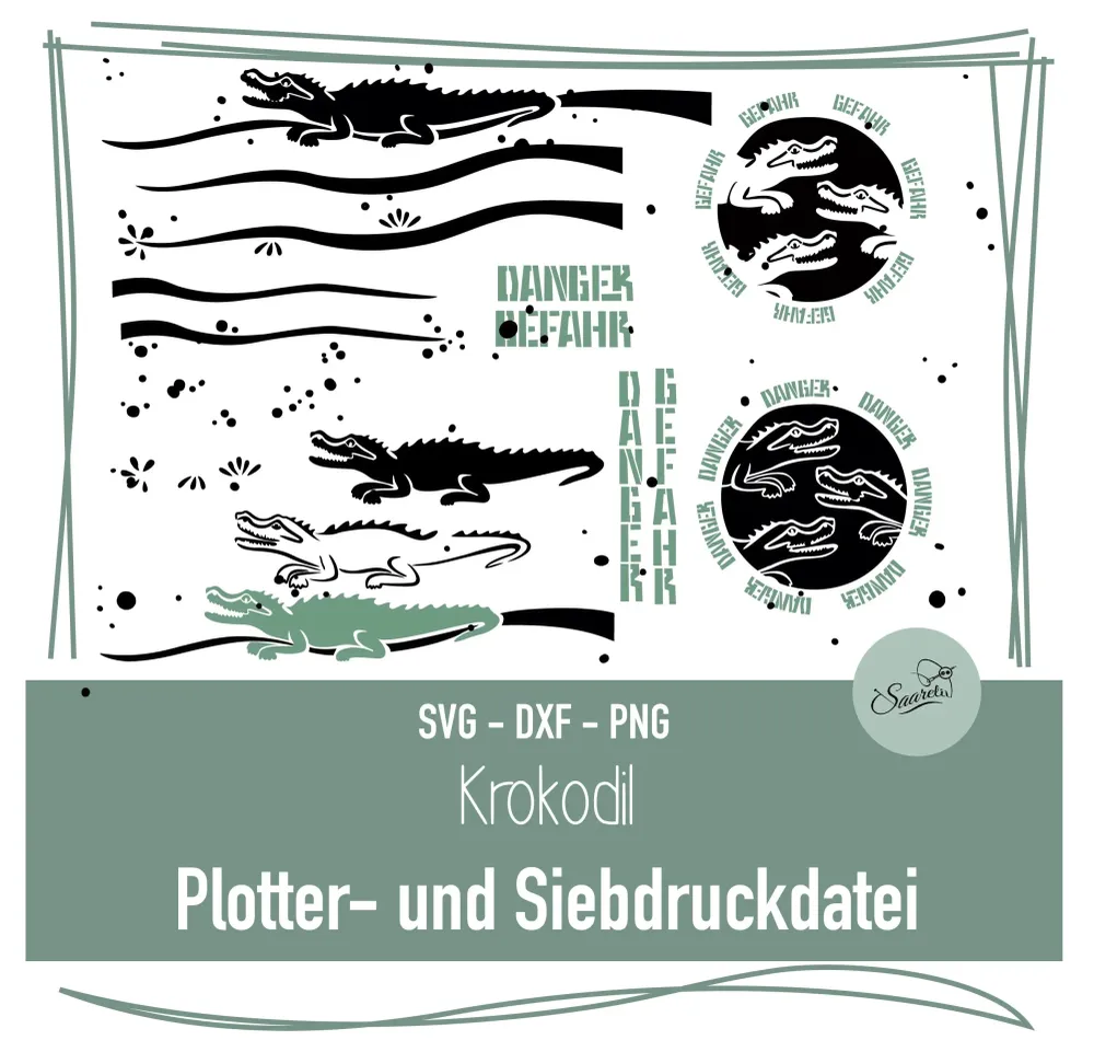 Krokodil Plotterdatei und Siebdruckdatei