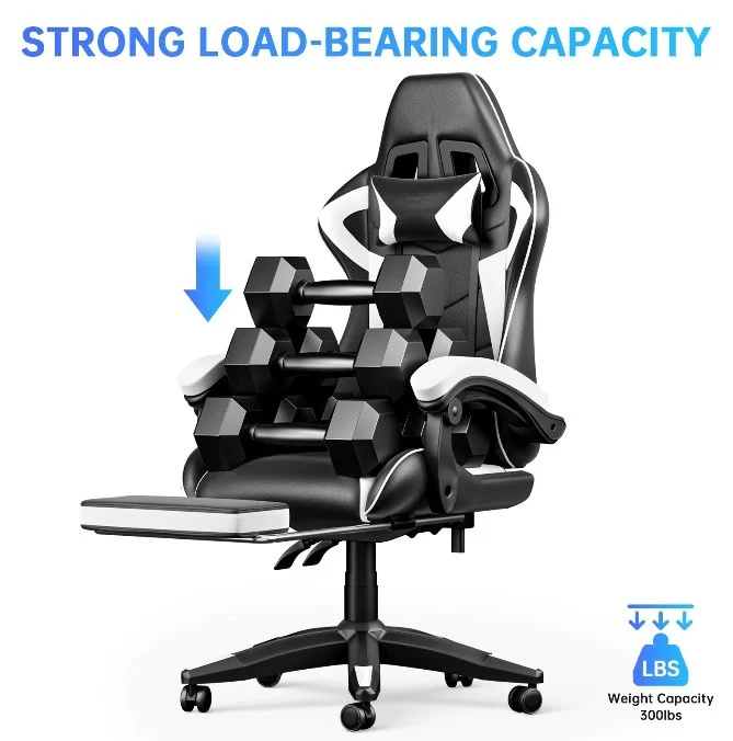Kuroshi Ergonomischer Gaming-Stuhl mit Fußstütze | Komfort & Unterstützung für Gamer