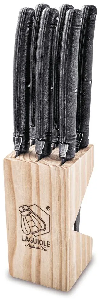 Laguiole Style de Vie Steakmesser, schwarz stonewashed, Premium-Linie