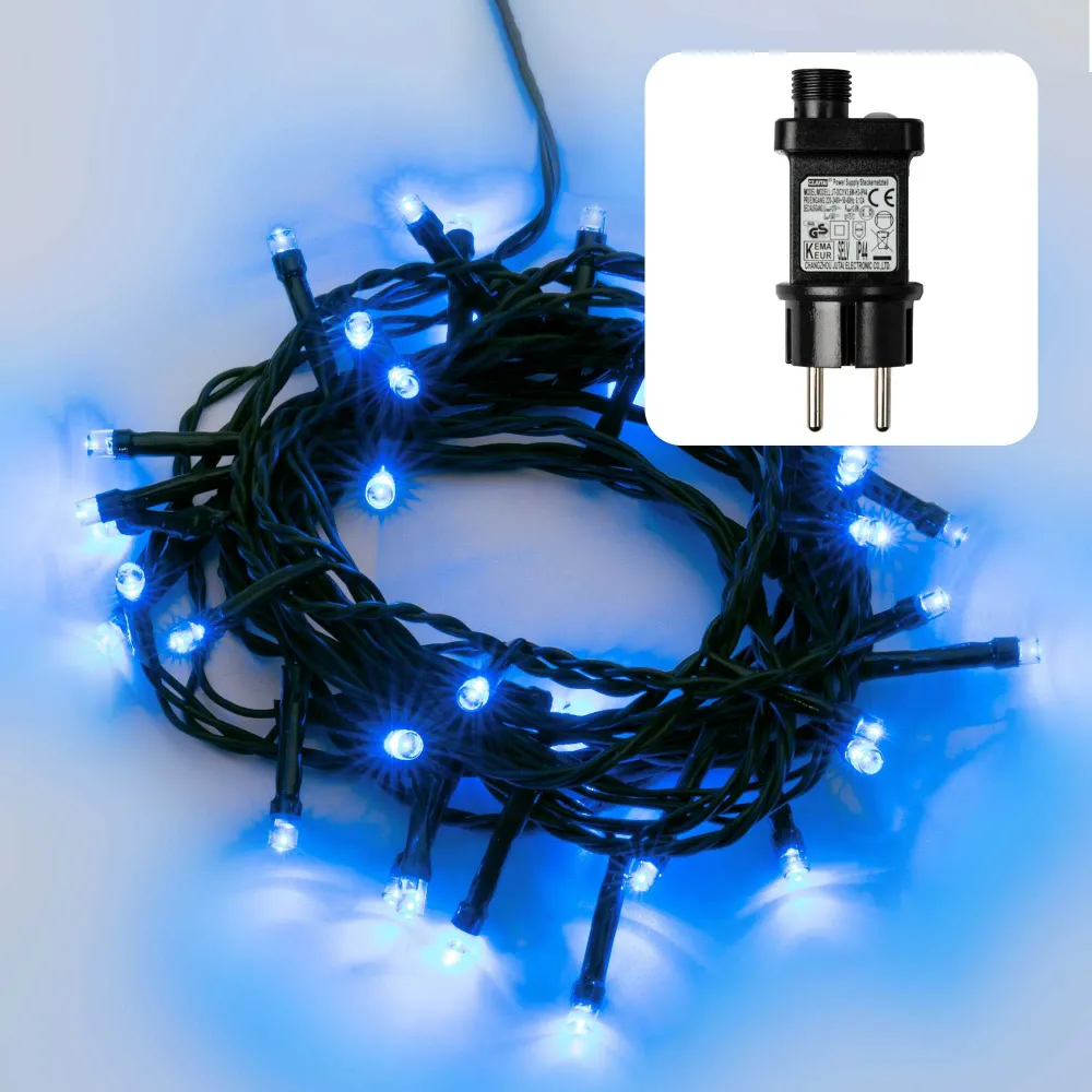 LED-Lichterkette, 40 LEDs blau, optionaler Timer, Außen-Transformator, 560442 151923