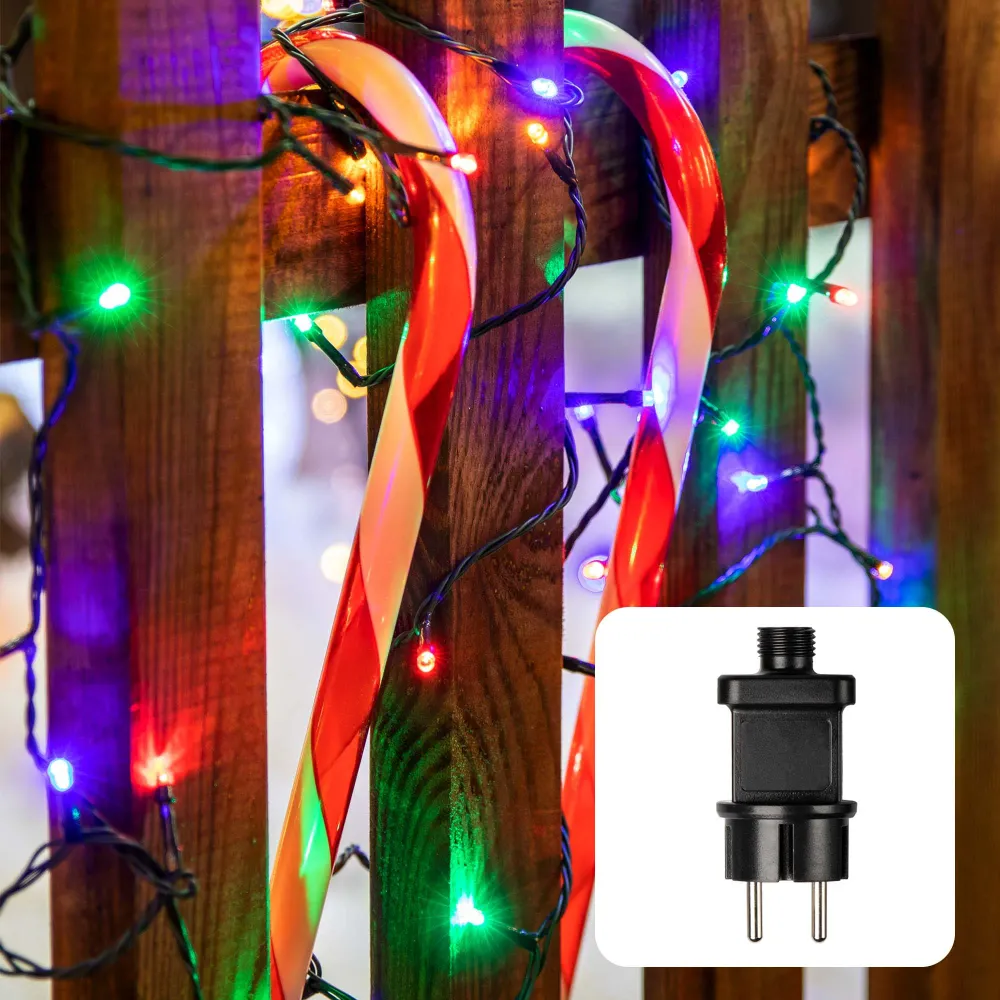 LED-Lichterkette, 80 LEDs multicolor, Außen-Transformator