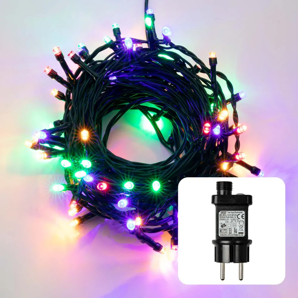 LED-Lichterkette, 40 LEDs multicolor, optionaler Timer, Außen-Transformator, 151961