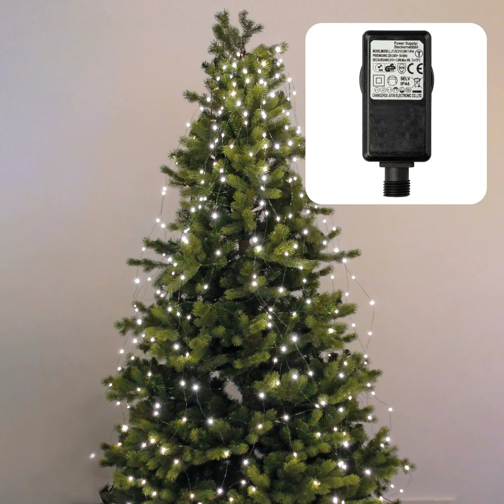 LED-Lichterkette "Tauperlen", Quick Lights, 400 LEDs ww, superhelle Ausführung für 210cm Baum