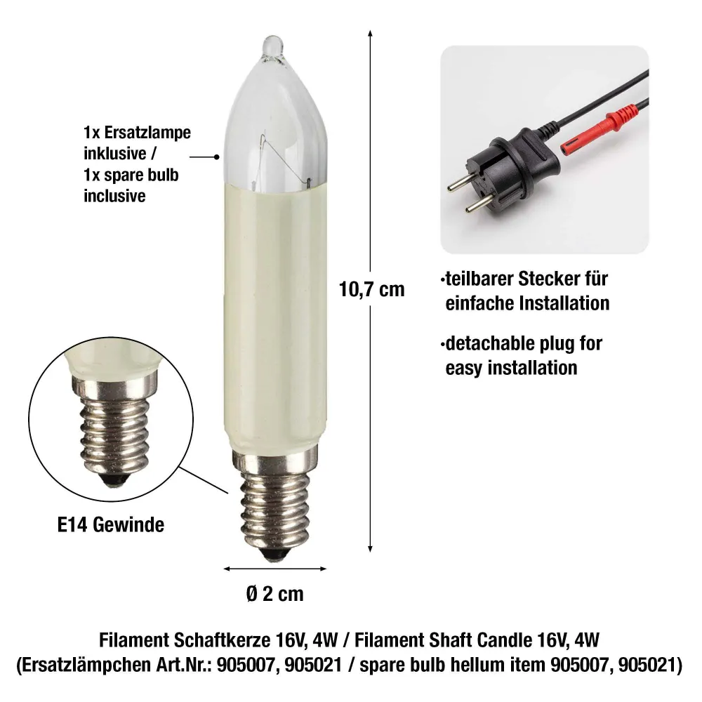 Lichterkette CAK 15, 15 Kerzen, E14, 100cm Abstand, Außenstecker 530926