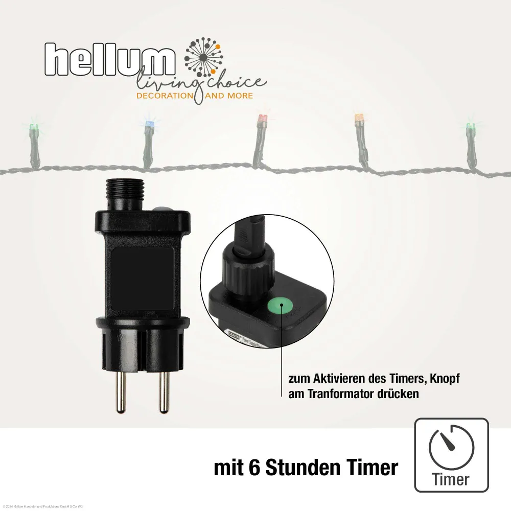 Lichterkette 3,9 m 40 LED bunt Outdoor Timer Trafo Außen Deko Beleuchtung Garten Party