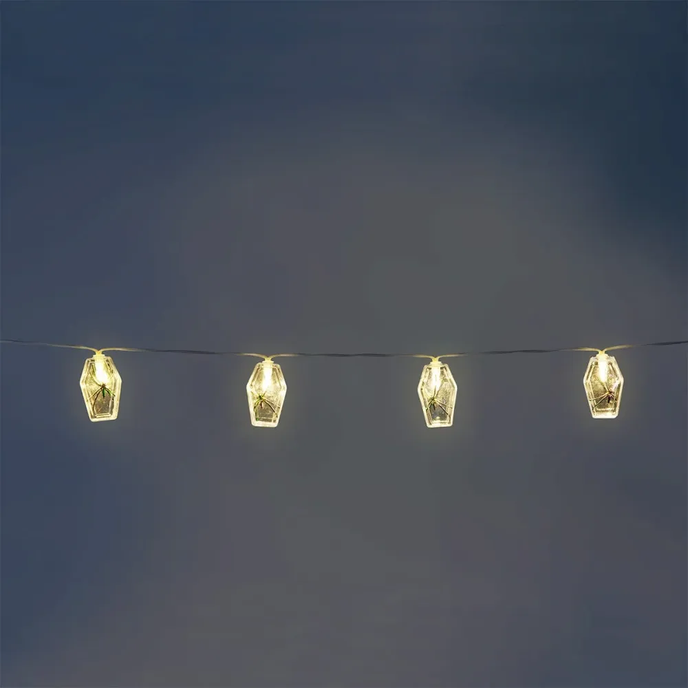 Lichterkette mit Särgen und Spinnen - 275 cm