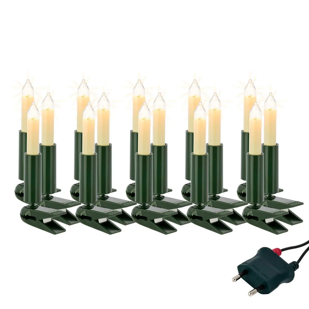Lichterkette Weihnachtsbaum innen 10 teilig, Made Germany, Kleinschaftkerzen, Glühfaden