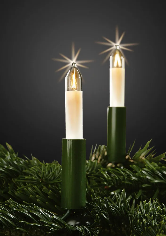 Lichterkette Weihnachtsbaum innen 10 teilig, Made Germany, Kleinschaftkerzen, Glühfaden