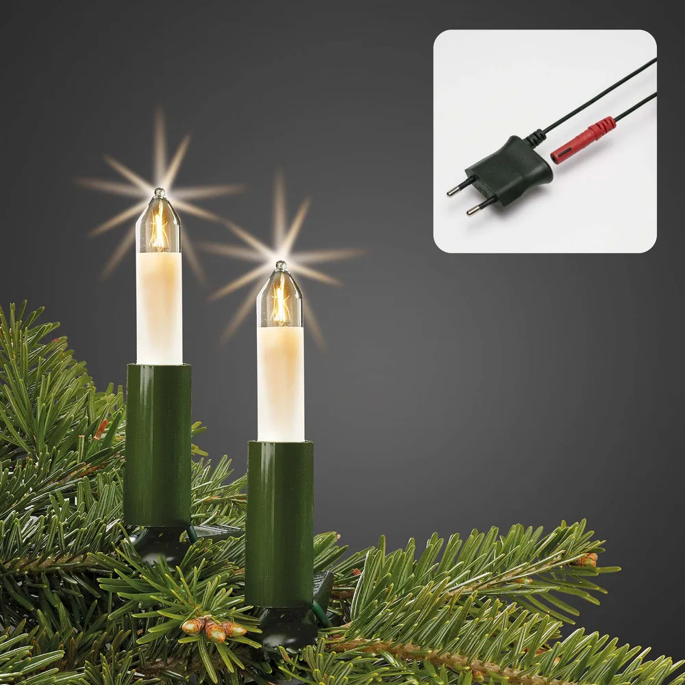Lichterkette Weihnachtsbaum innen 10 teilig, Made Germany, Kleinschaftkerzen, Glühfaden