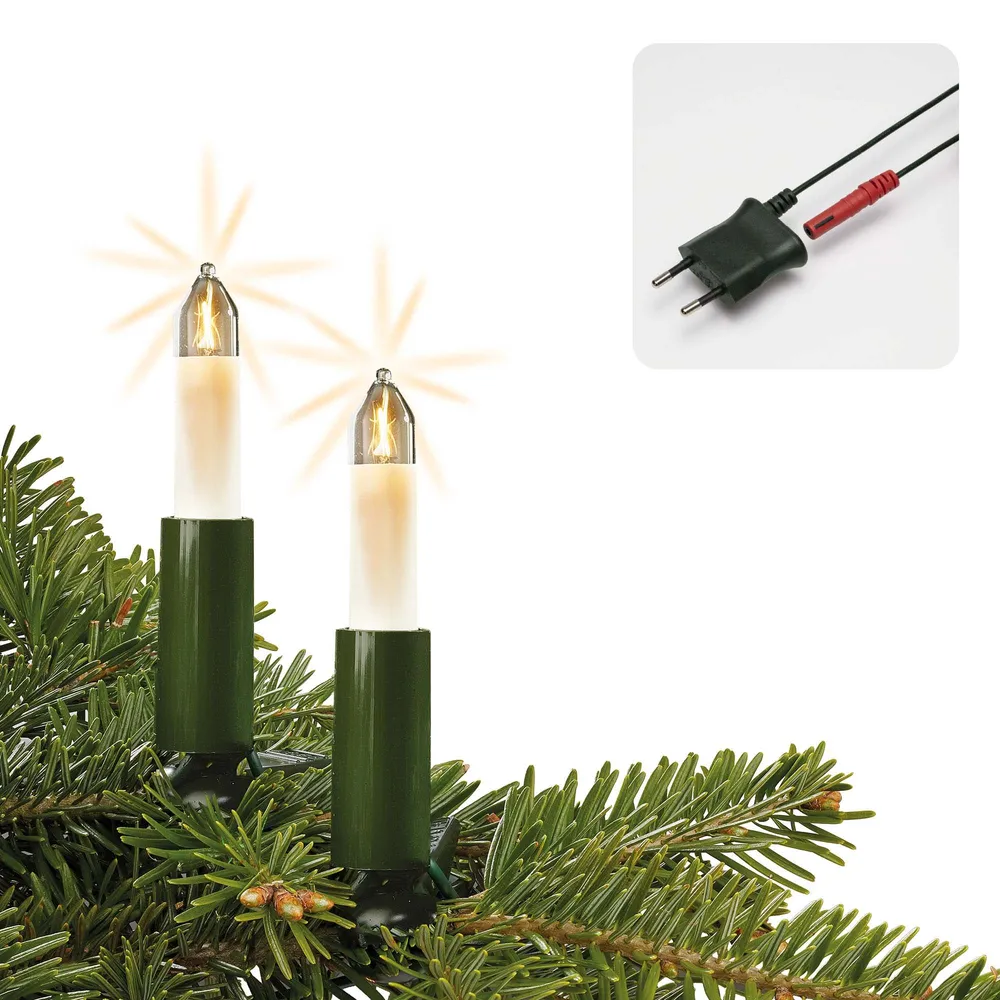 Lichterkette Weihnachtsbaum innen 10 teilig, Made Germany, Kleinschaftkerzen, Glühfaden