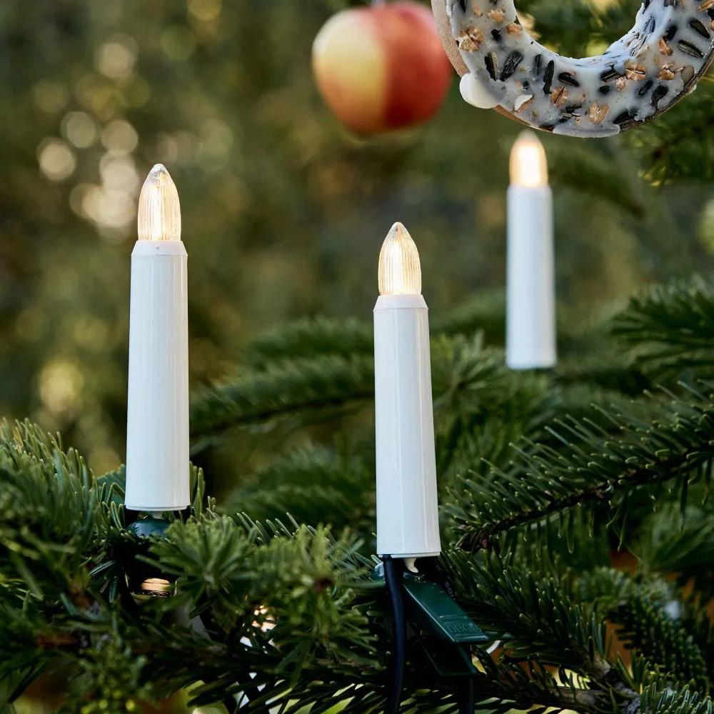 Lichterkette Weihnachtsbaum LED Filament, außen 20 teilig, Made Germany, Riffelkerzen
