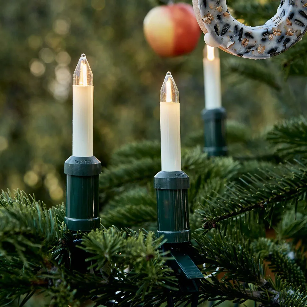 Lichterkette Weihnachtsbaum LED Filament, außen 30 teilig, Made Germany, Schaftkerzen