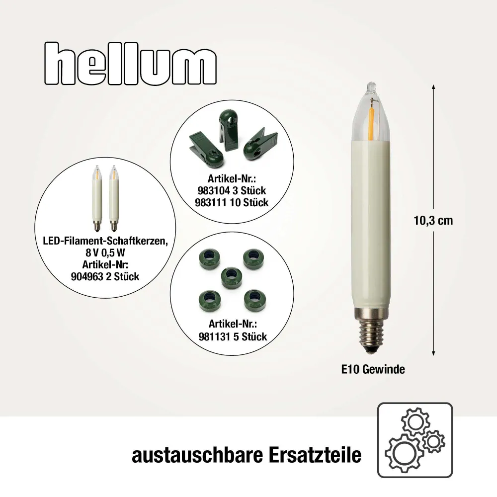 Lichterkette Weihnachtsbaum LED Filament, außen 30 teilig, Made Germany, Schaftkerzen