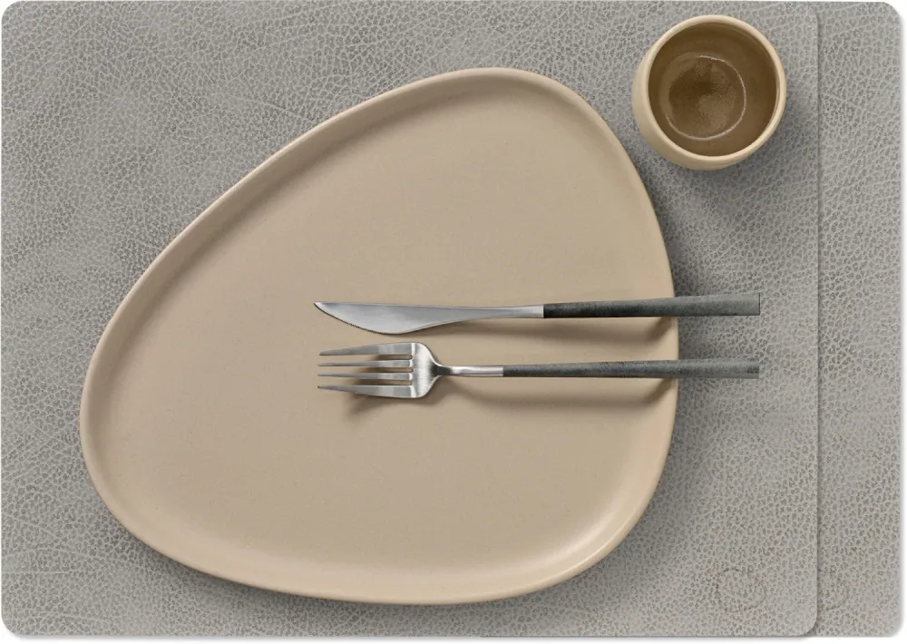 LIND DNA Tischsets Hippo - Leder - Anthrazitgrau - 45 x 35 cm - 2 Stück
