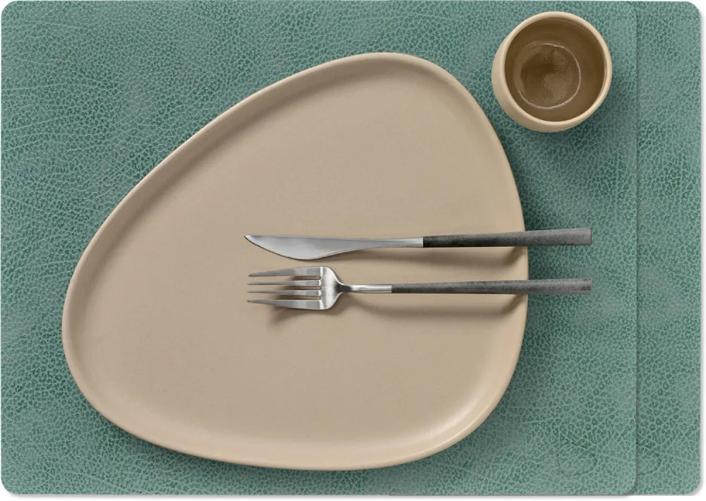 LIND DNA Tischsets Hippo - Leder - Pastellgrün - 45 x 35 cm - 2 Stück