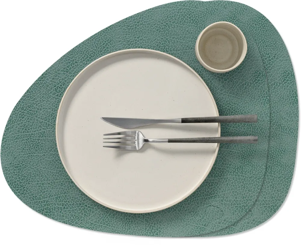 LIND DNA Tischsets Hippo - Leder - Pastellgrün - Curved - 44 x 37 cm - 2 Stück