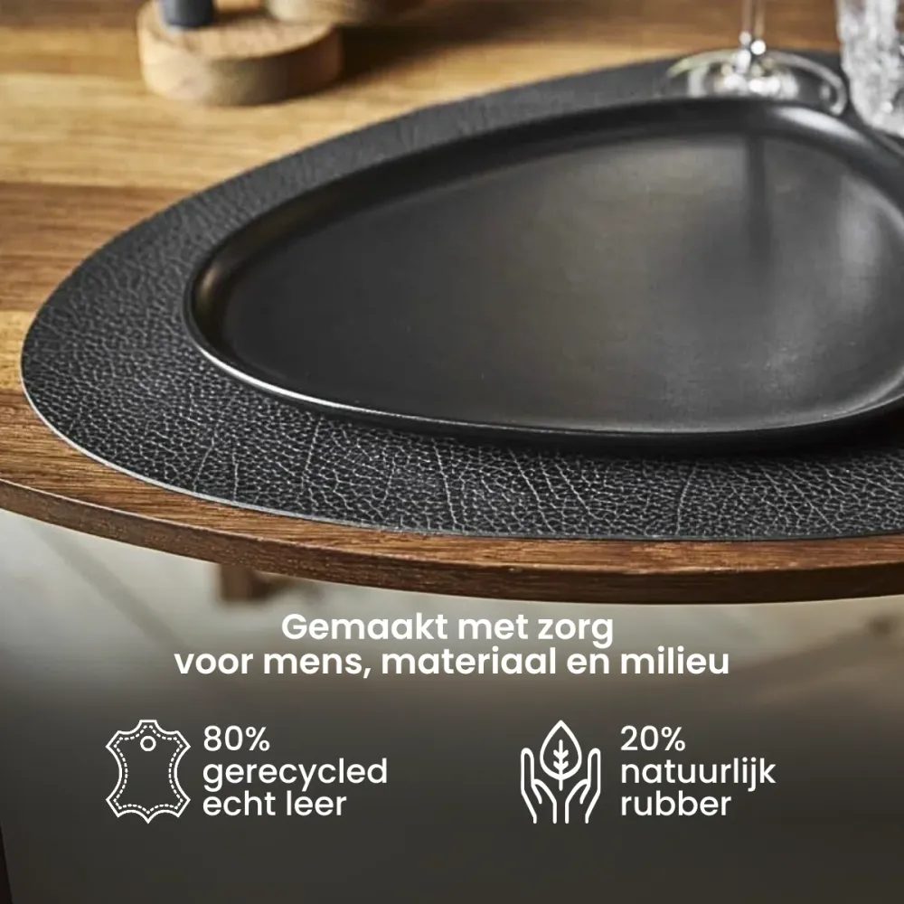 LIND DNA Tischsets Hippo - Leder - Pastellgrün - Curved - 44 x 37 cm - 2 Stück