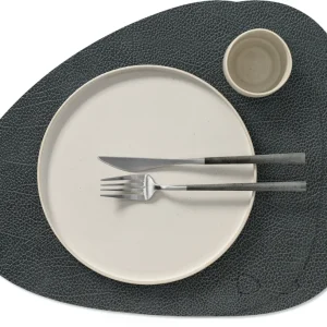 LIND DNA Tischsets Hippo - Leder - Schwarz Anthrazit - Curved - 44 x 37 cm - 2 Stück