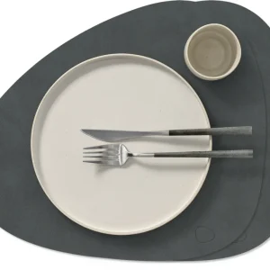 LIND DNA Tischsets Nupo - Leder - Anthrazit - Curved - 44 x 37 cm - 2 Stück