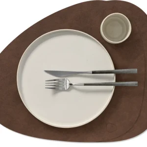 LIND DNA Tischsets Nupo - Leder - Dunkelbraun - Curved - 44 x 37 cm - 2 Stück
