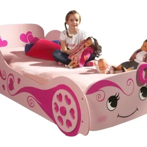 Lit Voiture LOVE Bett 90x200cm Rosa Mit Passender Matratze