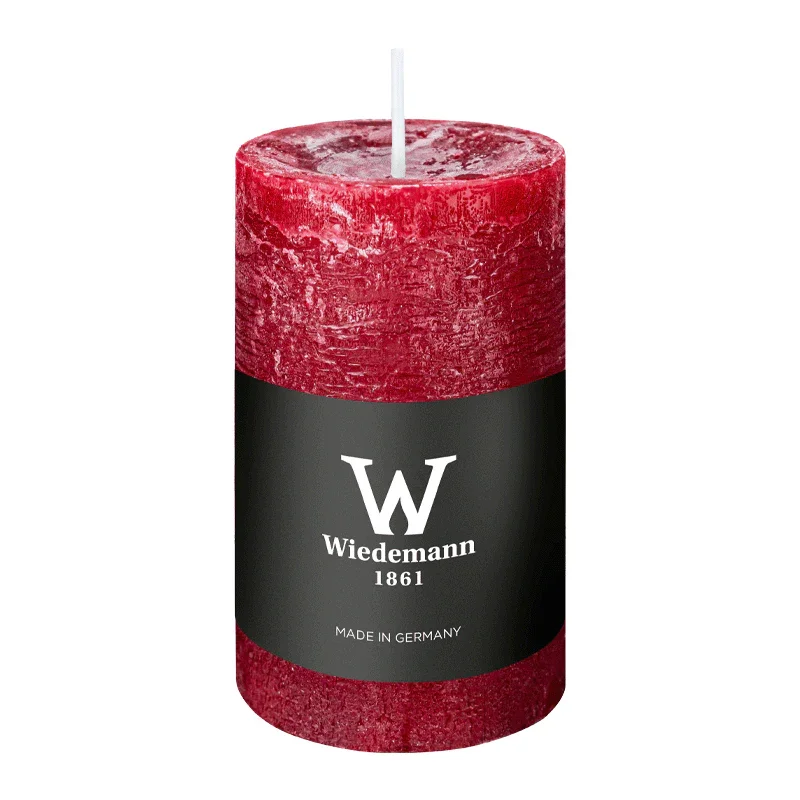 Marble Rustik Stumpenkerze Bordeaux, Wiedemann, 90/58 mm, Brenndauer ca. 30h, durchgefärbt