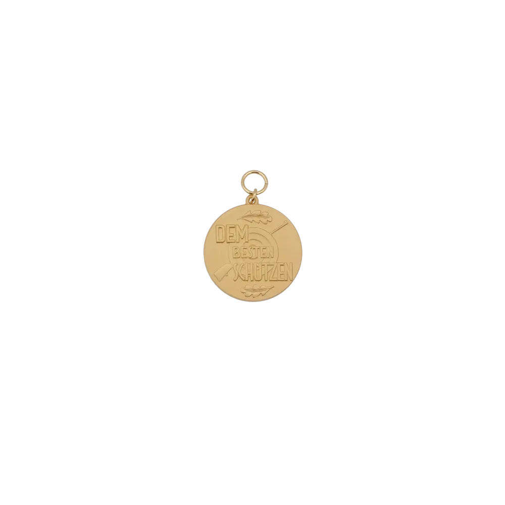 Medaille DEM BESTEN SCHÜTZEN, 39mm, Messing, vergoldet, mit Öse(n) und Ring(en)