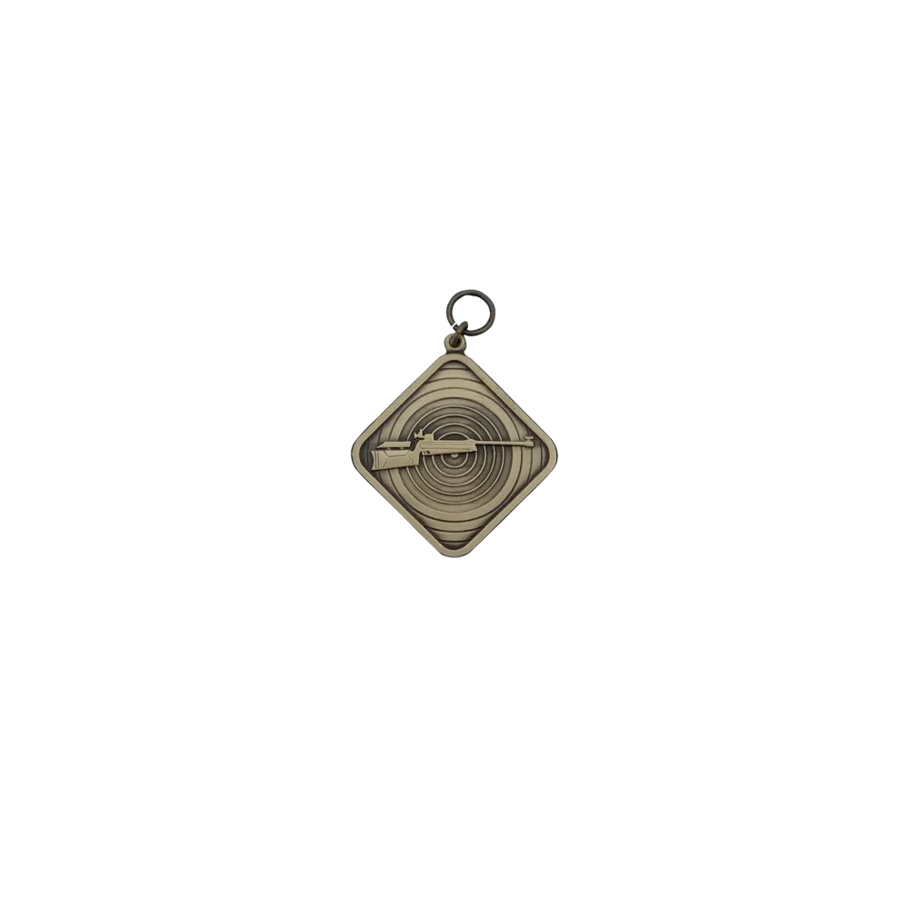 Medaille, Messing, bronzefarbig, mit Öse(n) und Ring(en)