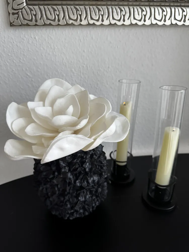 Moderner Kerzenhalter aus Glas & schwarzem Metall von Exner