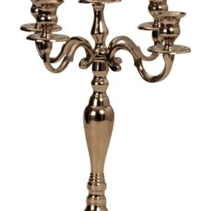 Moderner Kerzenständer Kerzenleuchter 5-armig aus Metall silber Höhe 39 cm