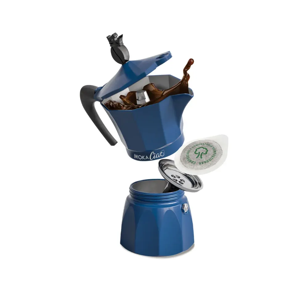 Moka Ciao Borbone inkl. 15 Kaffeepads Miscela Blu