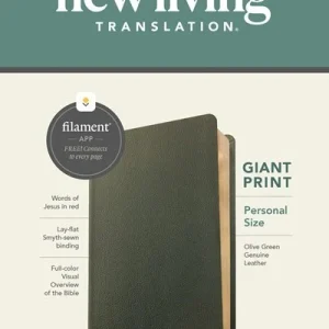 NLT Personal Size Giant Print Bible Filament Enabled Edition-Olive Green Genuine Leather