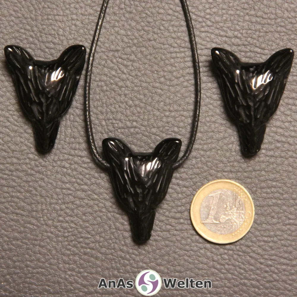 Obsidian Wolf Anhänger (ohne Band)