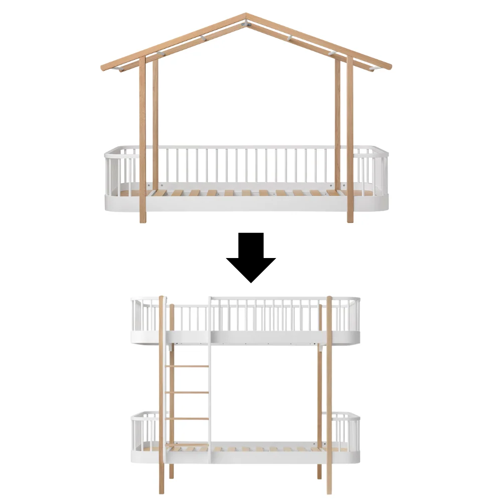Oliver Furniture Umbauset Original Hausbett zum Original Etagenbett Weiss/Eiche