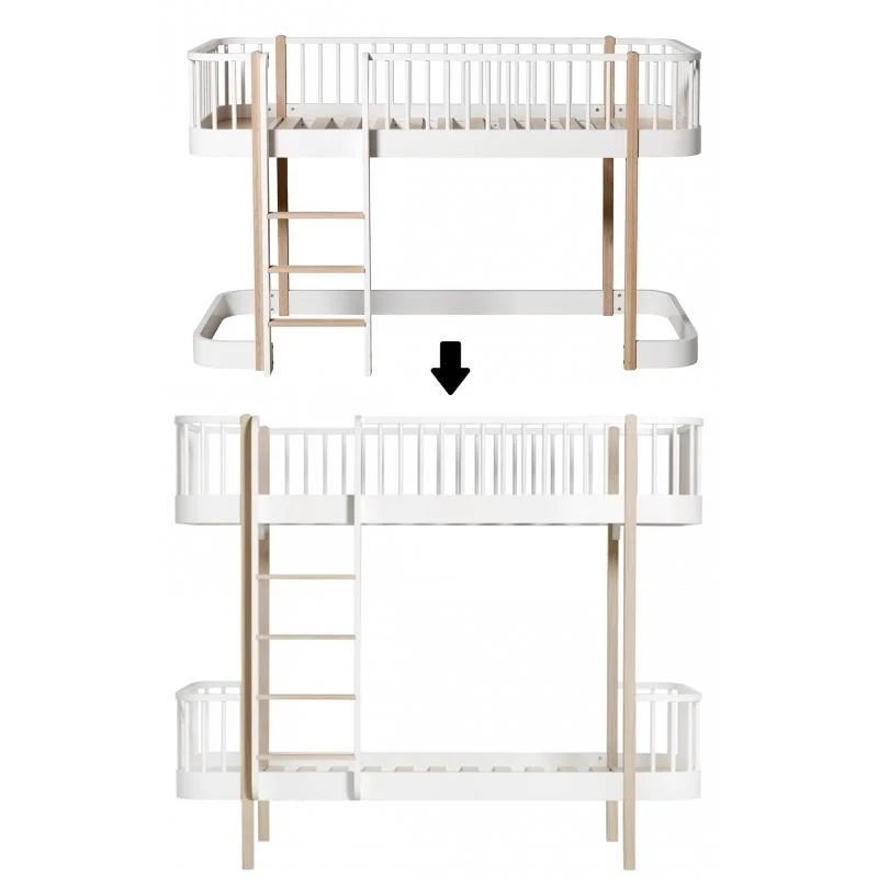 Oliver Furniture Umbauset Wood Halbhohes Hochbett zum Etagenbett Weiss/Eiche