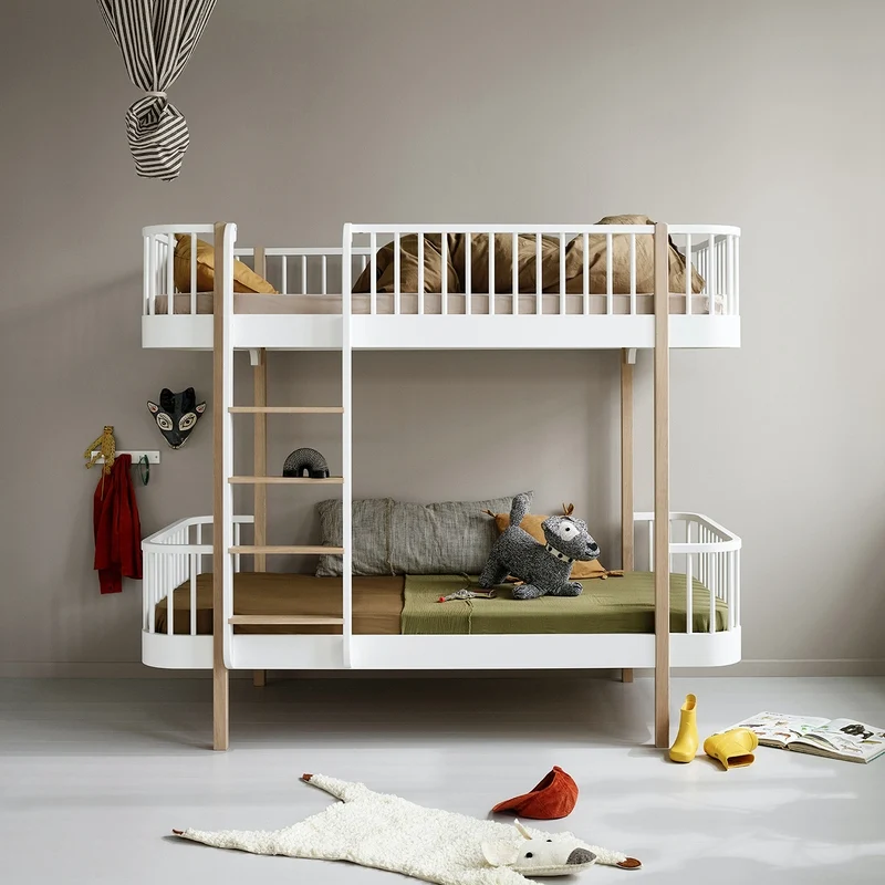 Oliver Furniture Umbauset Wood Halbhohes Hochbett zum Etagenbett Weiss/Eiche