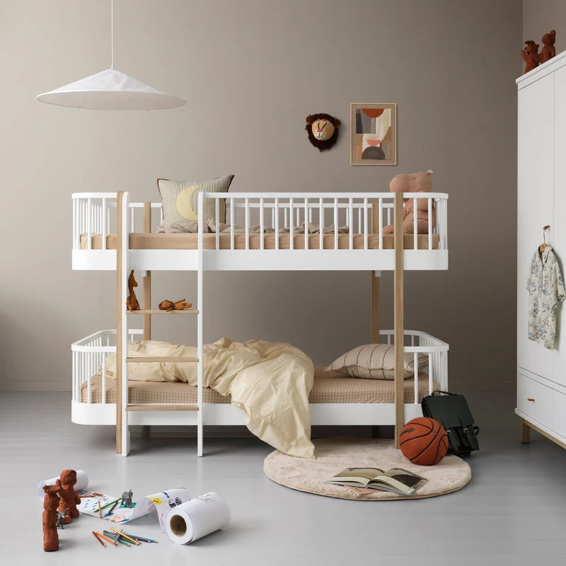 Oliver Furniture Umbauset Wood Halbhohes Hochbett H 128 cm zum Halbhohen Etagenbett Weiss/Eiche