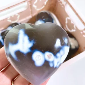 Orca Agate Heart Orca Achat Herz ca. 7-8 cm - Hand Carved