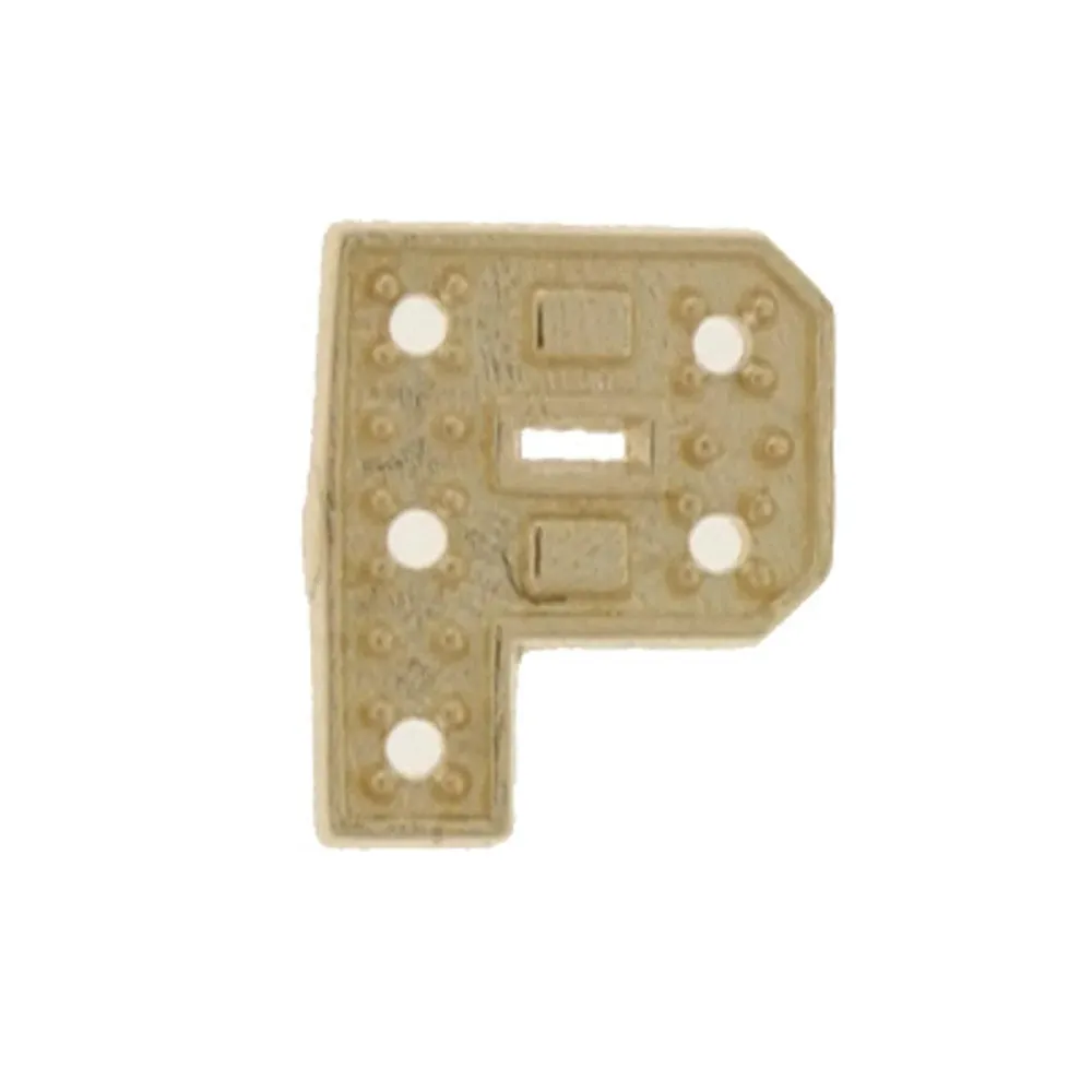 Gold Cast Block Initial P – 8mm, Pre-Drilled .01pt Stone Otto Frei