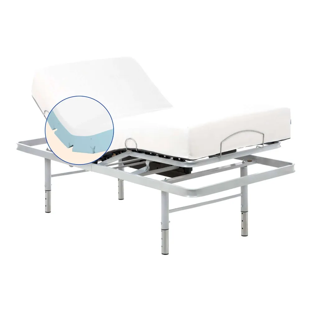 Pack verstellbares Pflegebett mit viskoelastischer Tencel-Matratze | Kabellose Fernbedienung