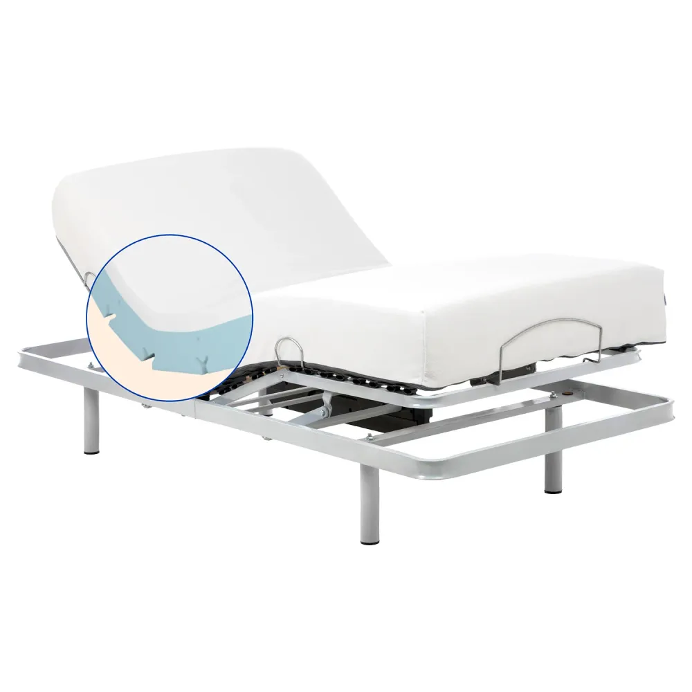 Pack verstellbares Pflegebett mit viskoelastischer Tencel-Matratze | Kabellose Fernbedienung - 105x200 cm