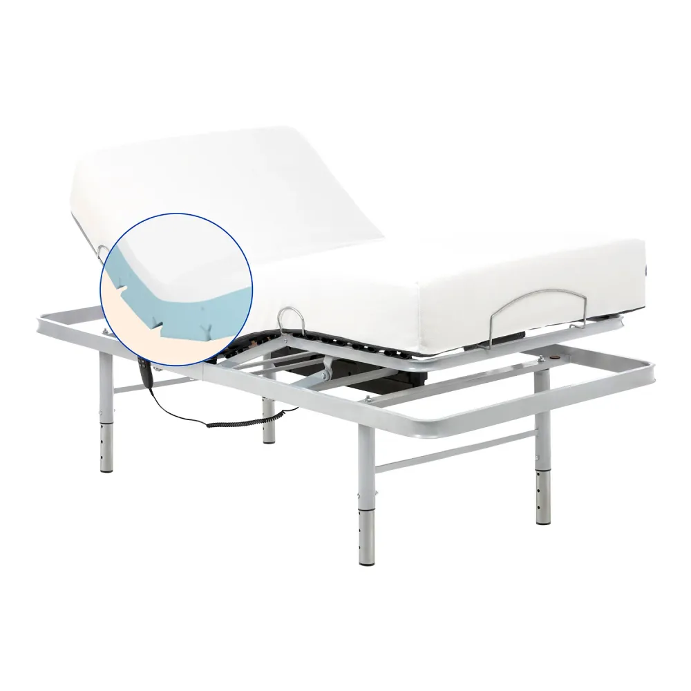 Pack verstellbares Pflegebett mit viskoelastischer Tencel-Matratze - 90x200 cm