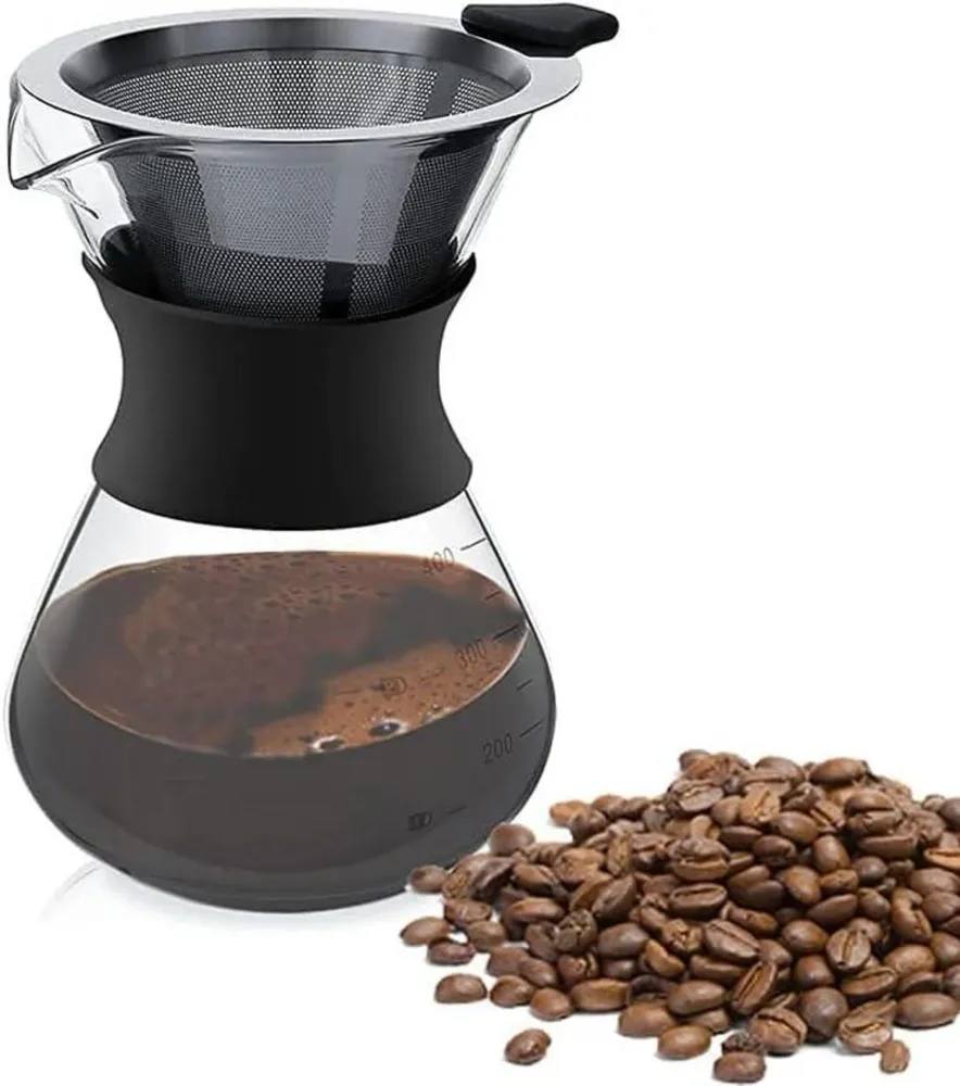 Pour Over Kaffeemaschine 400ml Borosilikatglas Edelstahl