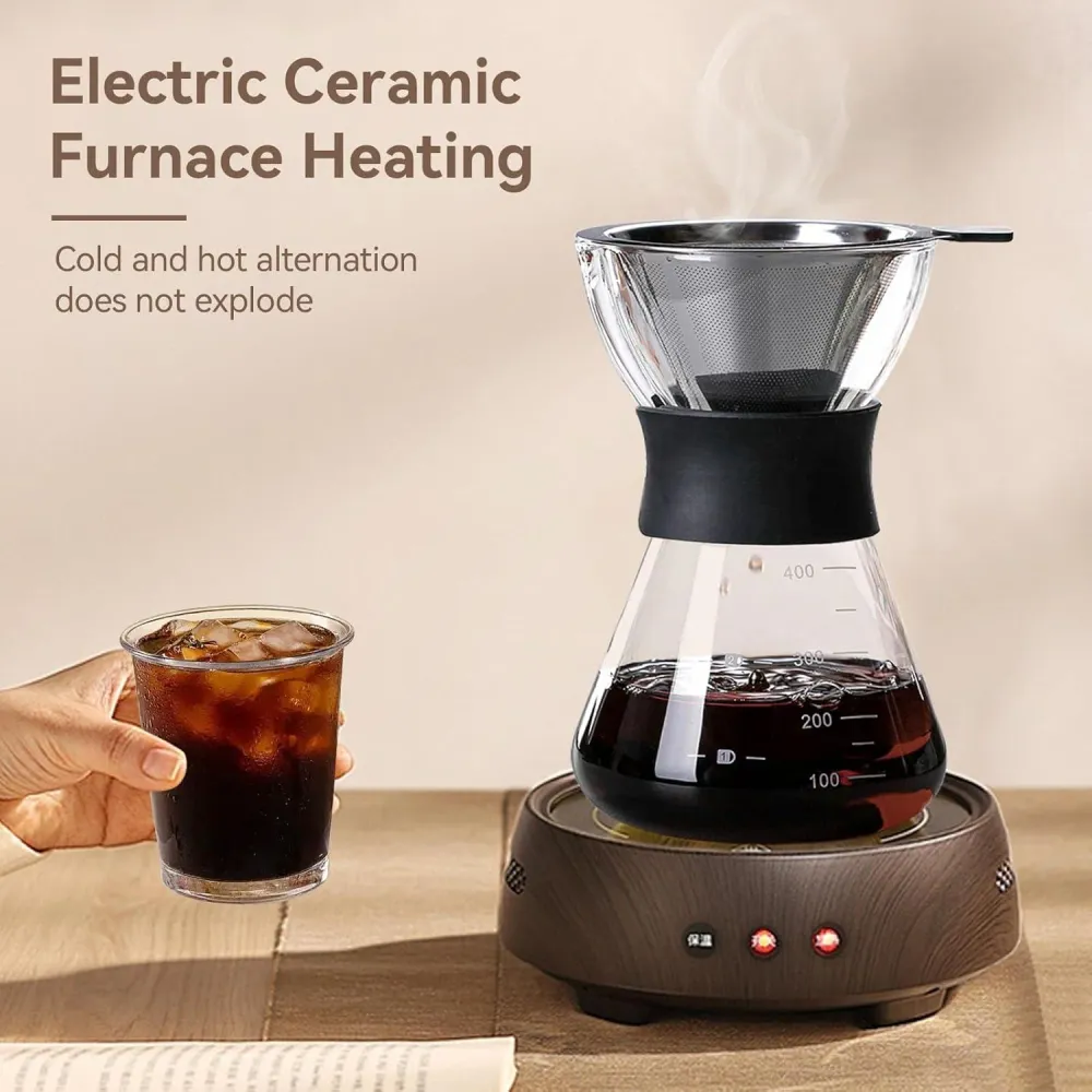 Pour Over Kaffeemaschine 400ml Borosilikatglas Edelstahl